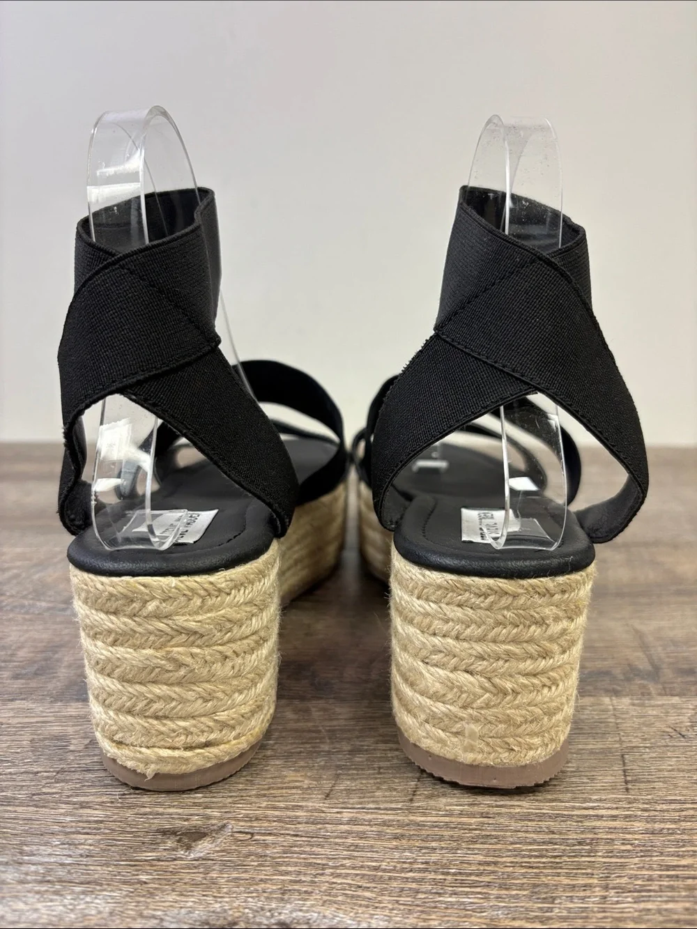 Steve Madden Kacia Black Espadrille Platform Wedge Sandals 9.5M